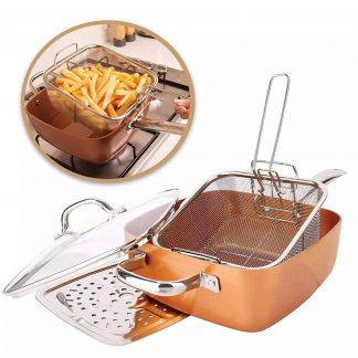 COPPER CHEFF ULTIMATE PAN – ΒΑΘΥ ΤΗΓΑΝΙ ΜΕ ΑΝΤΙΚΟΛΛΗΤΙΚΗ ΕΠΙΣΤΡΩΣΗ 5 ΣΕ 1